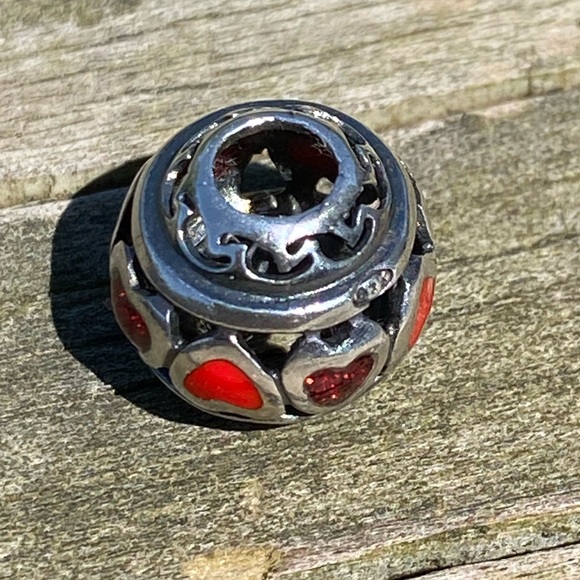 Vintage Michael Anthony red heart .925 Sterling Silver charm bracelet bead Italy - Picture 8 of 15